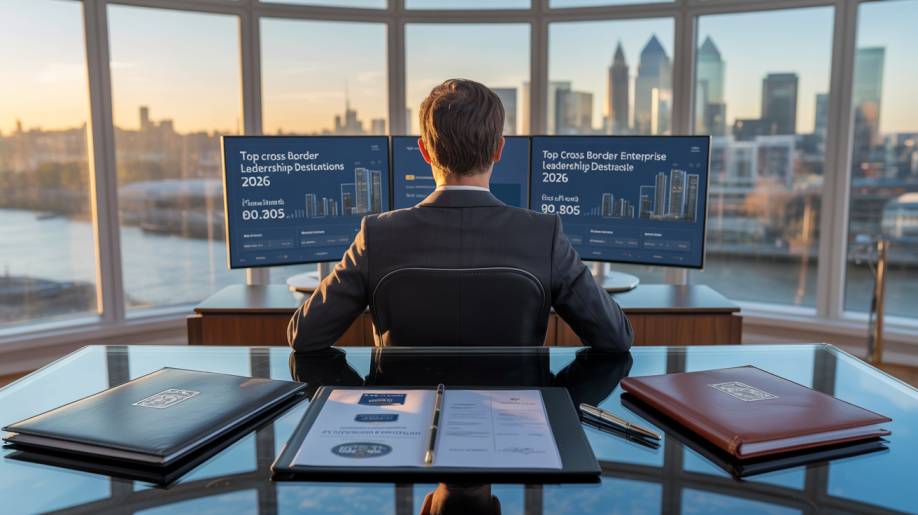Top Cross Border Enterprise Leadership Destinations 2026 enterprise HR director reviewing cross border leadership destination dashboards