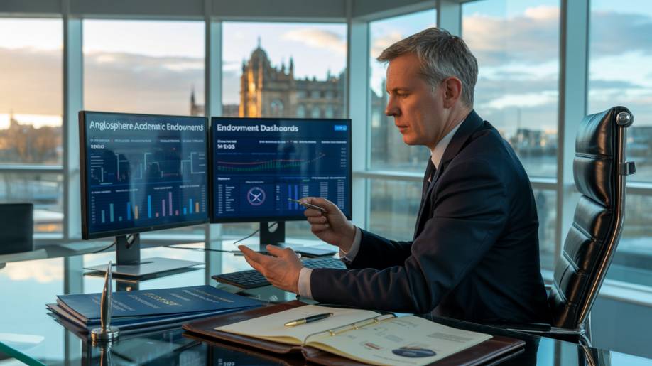 Top Institutional Academic Endowments In US UK Canada Australia 2026 institutional funding director reviewing Anglosphere academic endowment dashboards